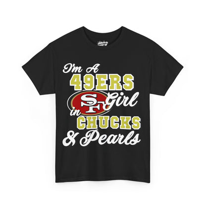 San Francisco Football  Inspired  Chucks and Pearls Tee