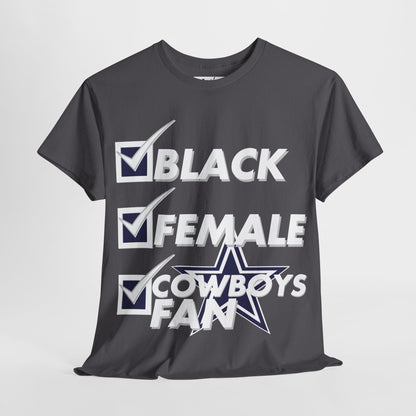 Dallas Football Inspired Black Female Tee