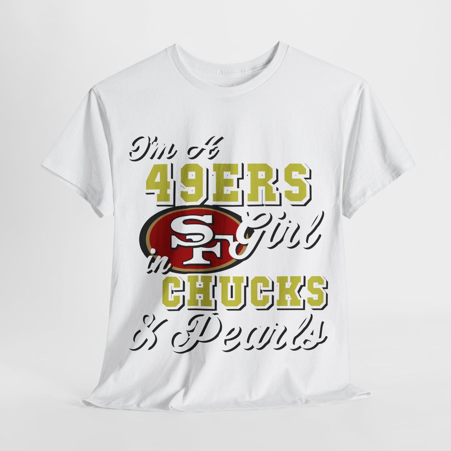 San Francisco Football  Inspired  Chucks and Pearls Tee