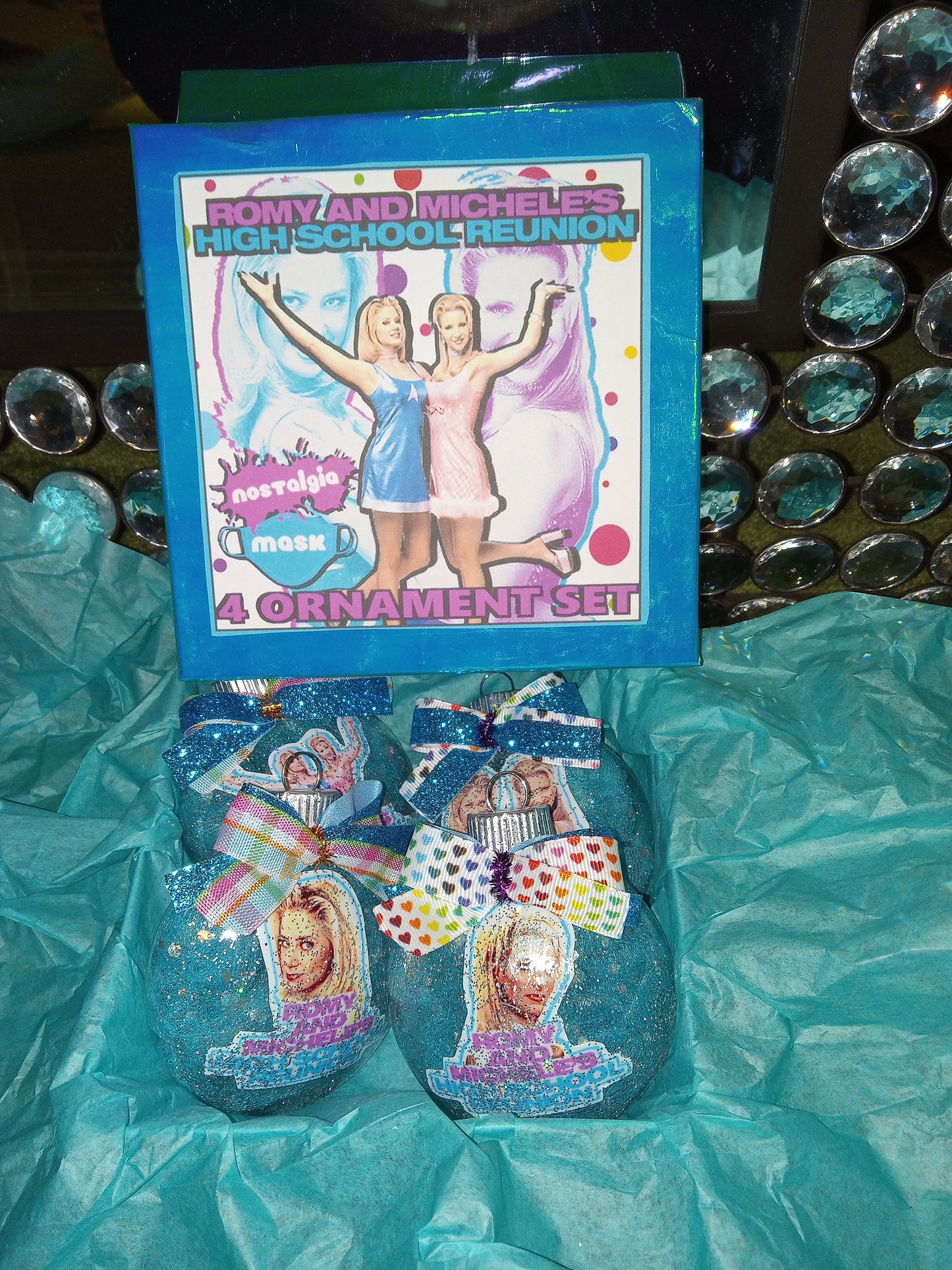 Romy and Michele's High School Reunion 4 Ornament Set in Box