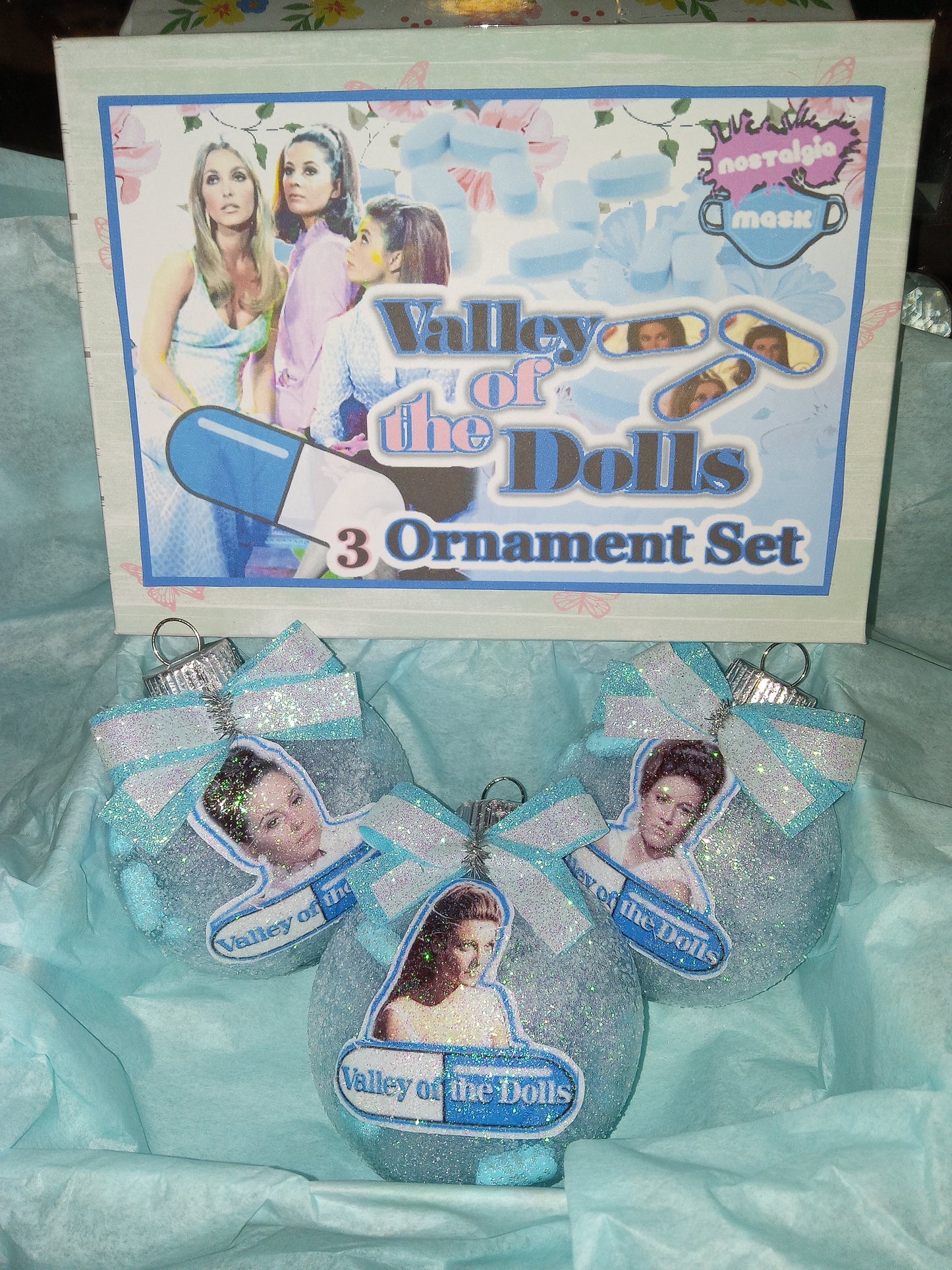 Valley of the Dolls Powder Blue Christmas Ornaments