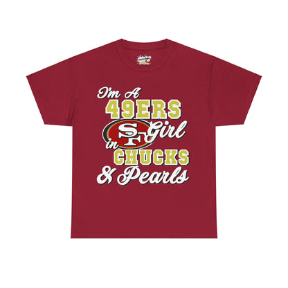 San Francisco Football  Inspired  Chucks and Pearls Tee