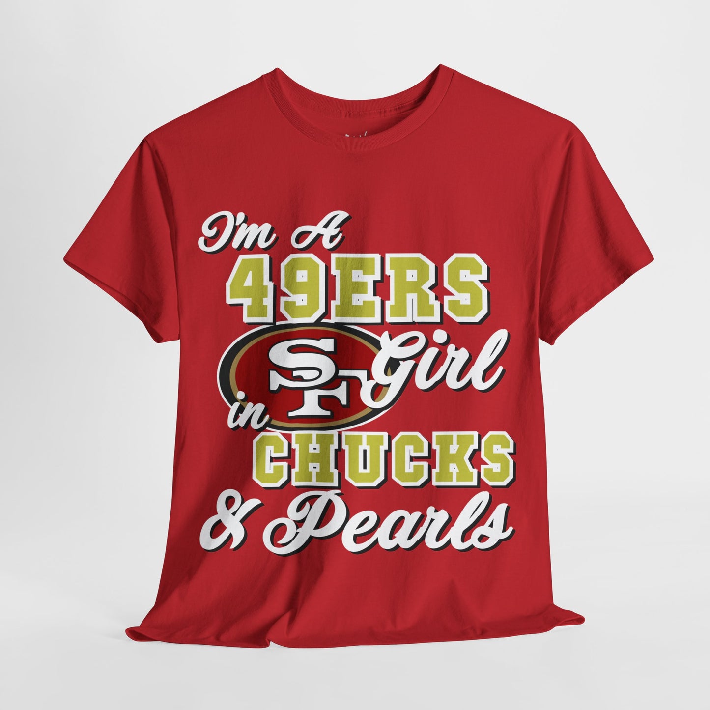 San Francisco Football  Inspired  Chucks and Pearls Tee