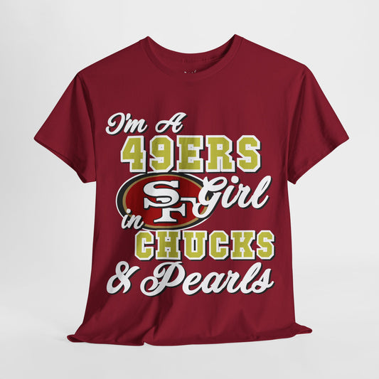 San Francisco Football  Inspired  Chucks and Pearls Tee