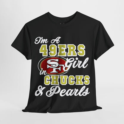 San Francisco Football  Inspired  Chucks and Pearls Tee