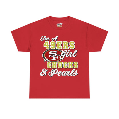 San Francisco Football  Inspired  Chucks and Pearls Tee